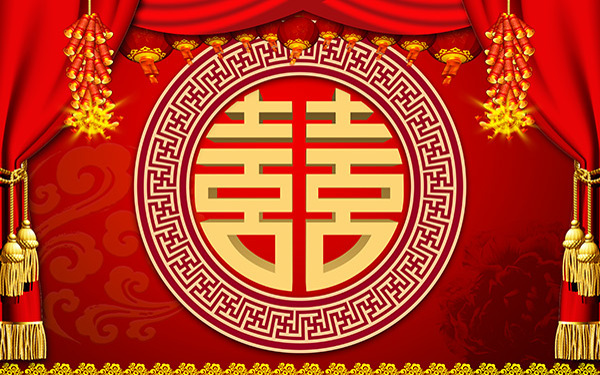 中式婚礼主题海报背景设计PSD源文件下载