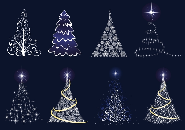 闪闪发光的抽象的圣诞树矢量