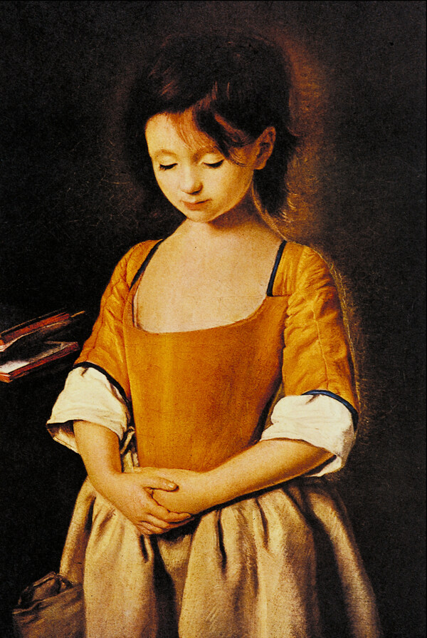 小女孩肖像油画图片