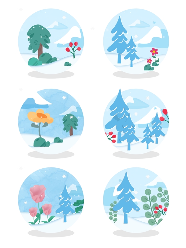 冬季树木雪地元素可商用