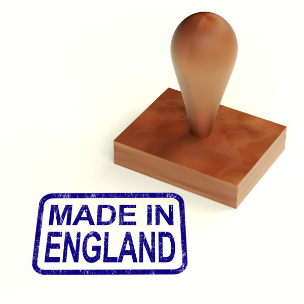 英国制造的橡皮图章显示英国产品