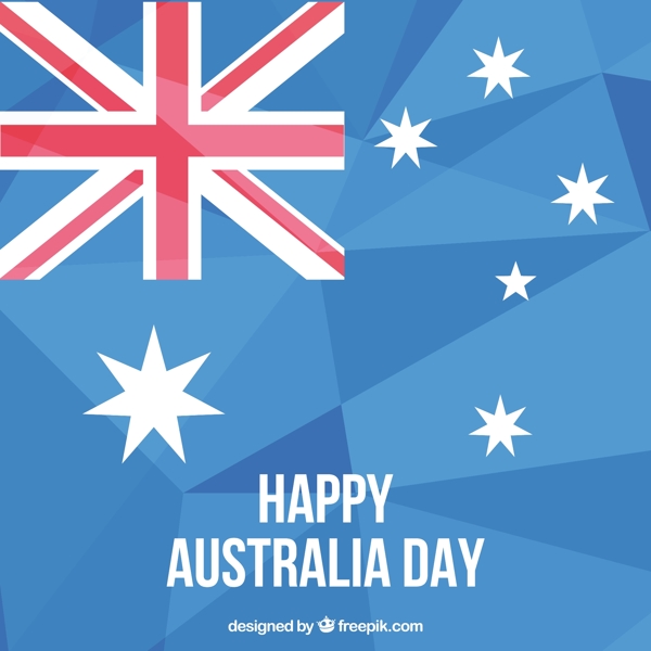 澳大利亚日背景与蓝调多边形