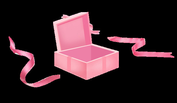 粉色盒子彩带png元素