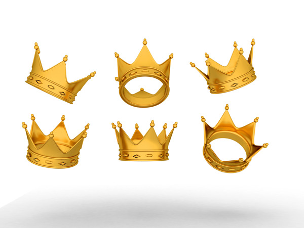 各种姿势的金色的王冠