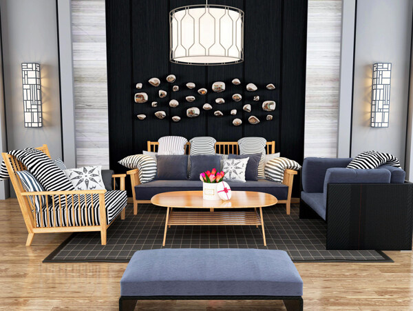 现代简约客厅沙发模型3D模型