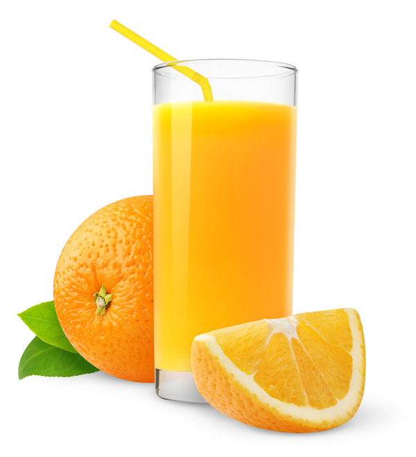 美味的橙汁与橙子