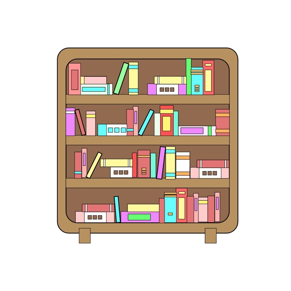 图书馆的书柜插画