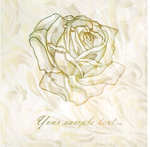 玫瑰的剪影插图