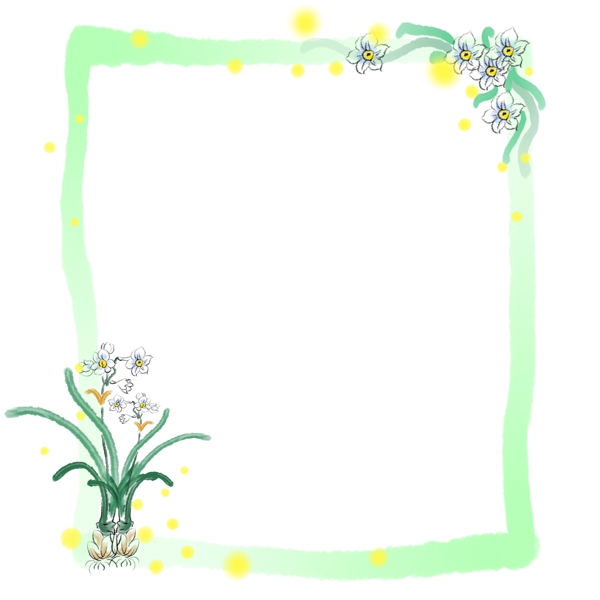 绿色的兰花花卉边框