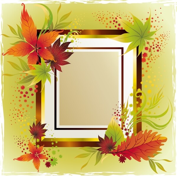 秋天的枫叶花纹相框边框图片