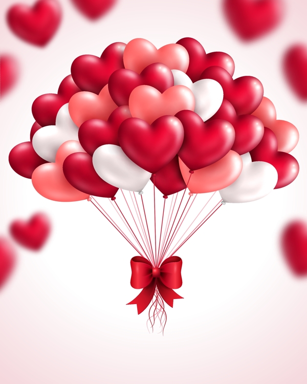 情人节矢量浪漫背景爱心气球