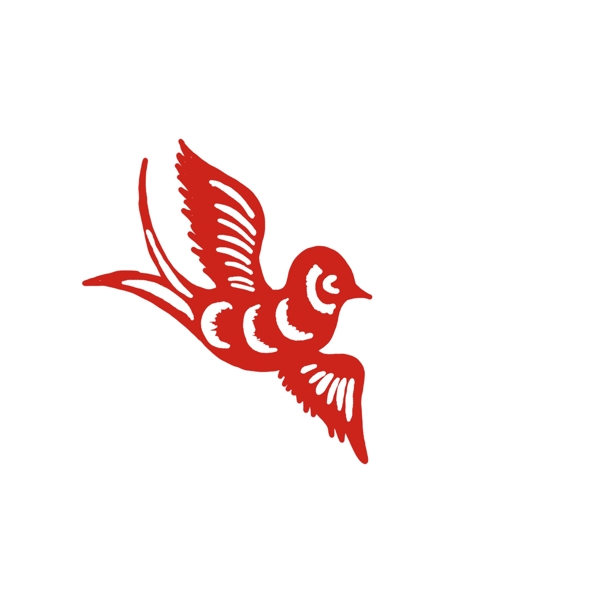 红色手绘中国风燕子元素