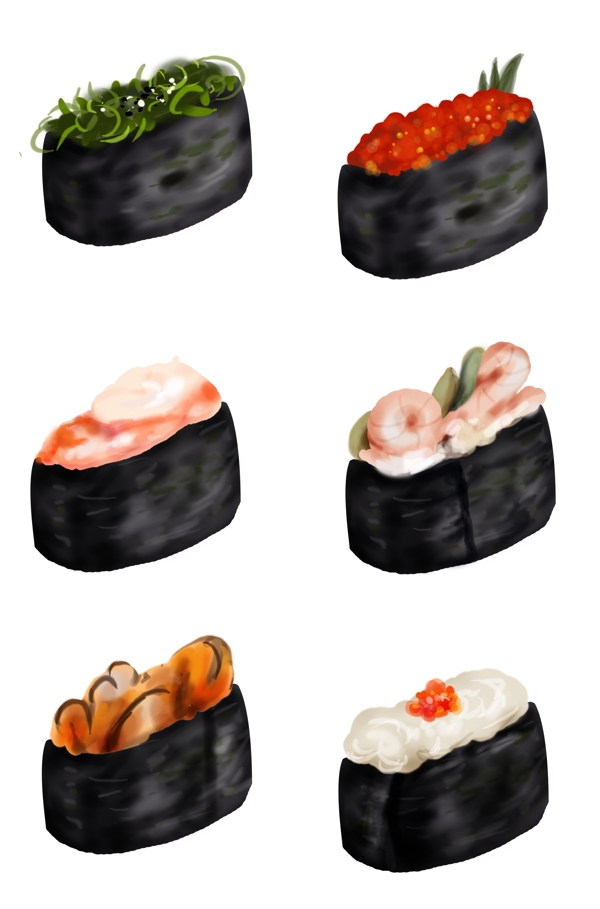 手绘多种日料寿司