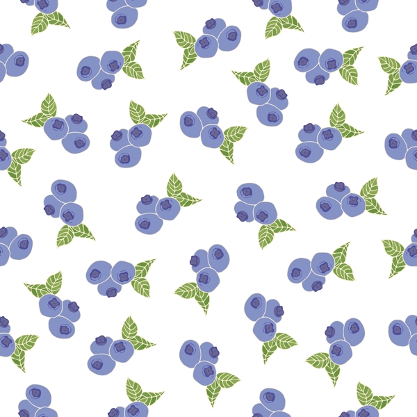 小清新蓝莓水果无缝拼接图案矢量背景