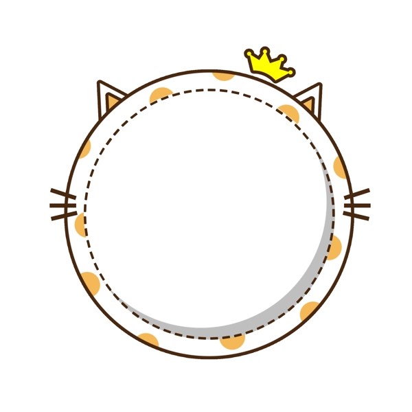 卡通圆形皇冠猫咪对话框边框元素