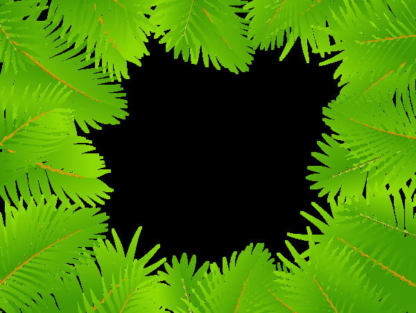 手绘绿叶子边框免抠png透明图层素材
