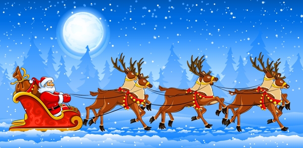 圣诞老人和麋鹿矢量素材