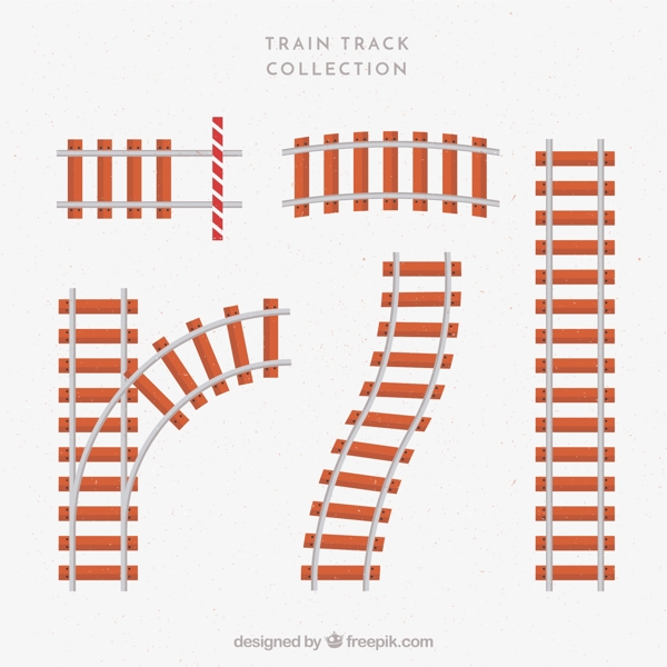 手绘各种火车轨道插图