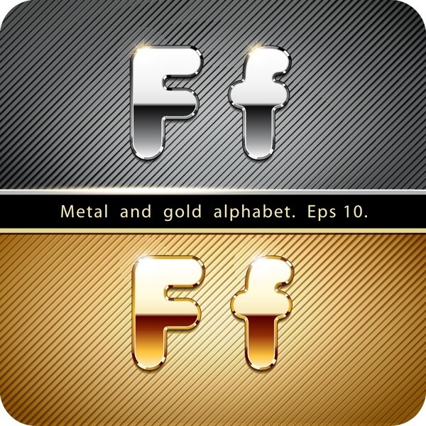 金属字母F设计