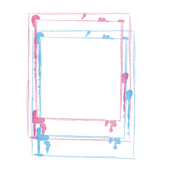粉红色蓝色油漆边框几何彩色元素