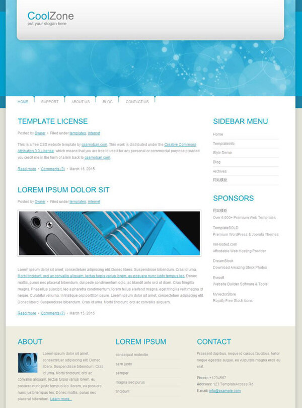 蓝色商业CSS网页