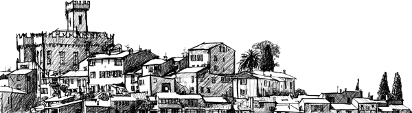 手绘速写城市建筑插画