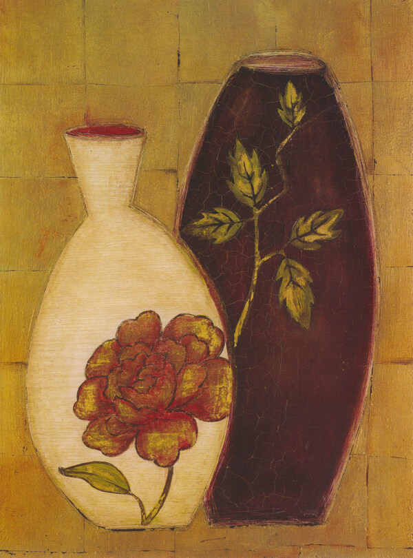 花瓶上的花朵油画图片