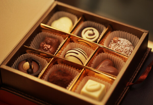 精致盒子里的巧克力图片