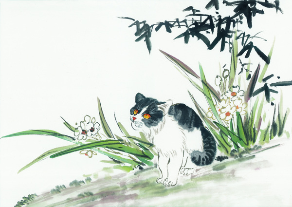 猫咪病猫花猫小猫动物可爱家猫中华艺术绘画