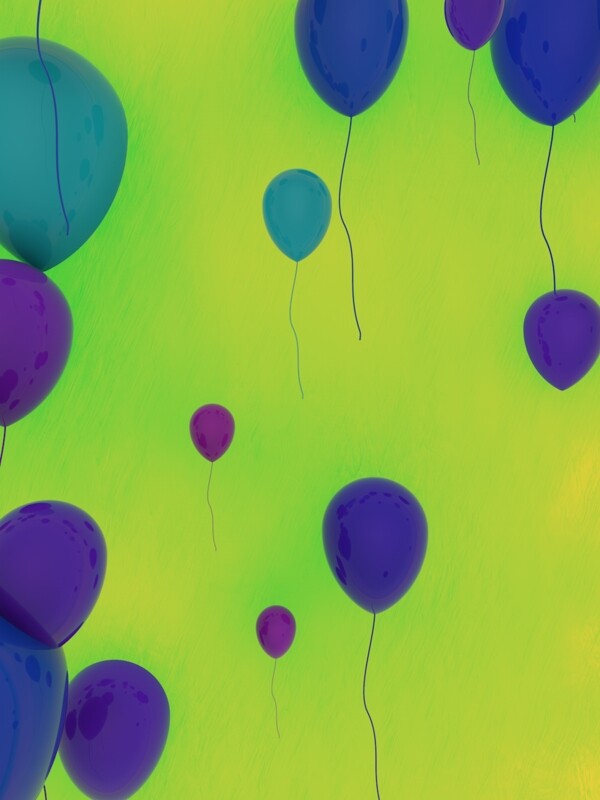 黄绿底多彩立体气球背景