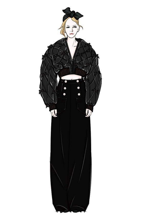 时尚帅气黑色短外套女装效果图