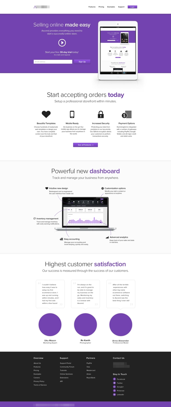 紫色企业科技个人网站设计素材