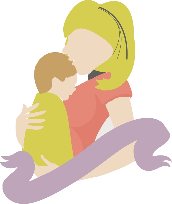 卡通矢量怀抱婴儿的妈妈