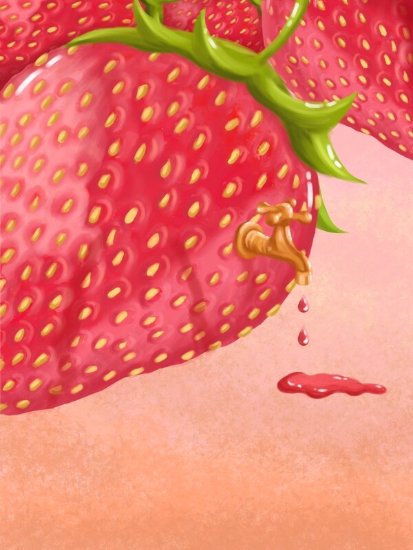 创意草莓果汁水龙头背景设计