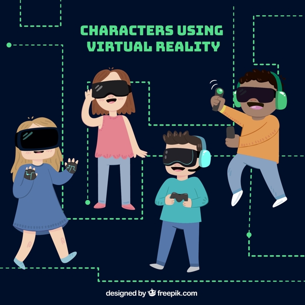 创意戴VR头显的人物