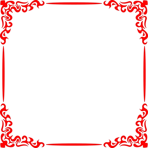 欧式红色正方形矢量海报边框透明png