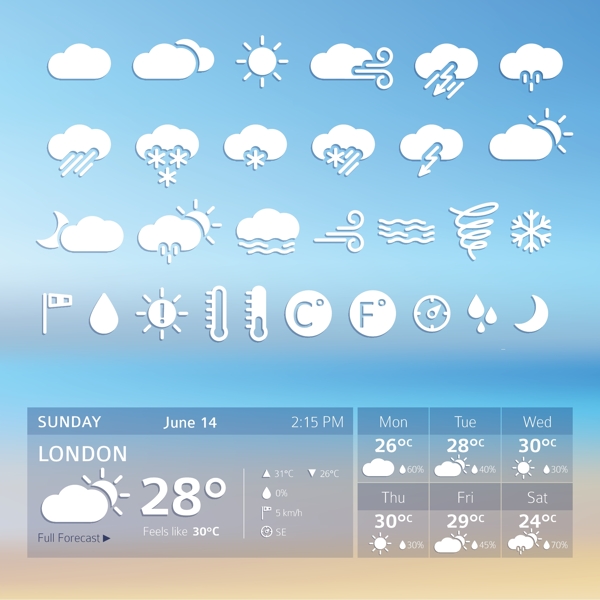 矢量天气预报图标