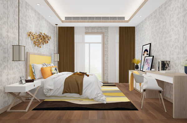 现代风格明亮卧室空间