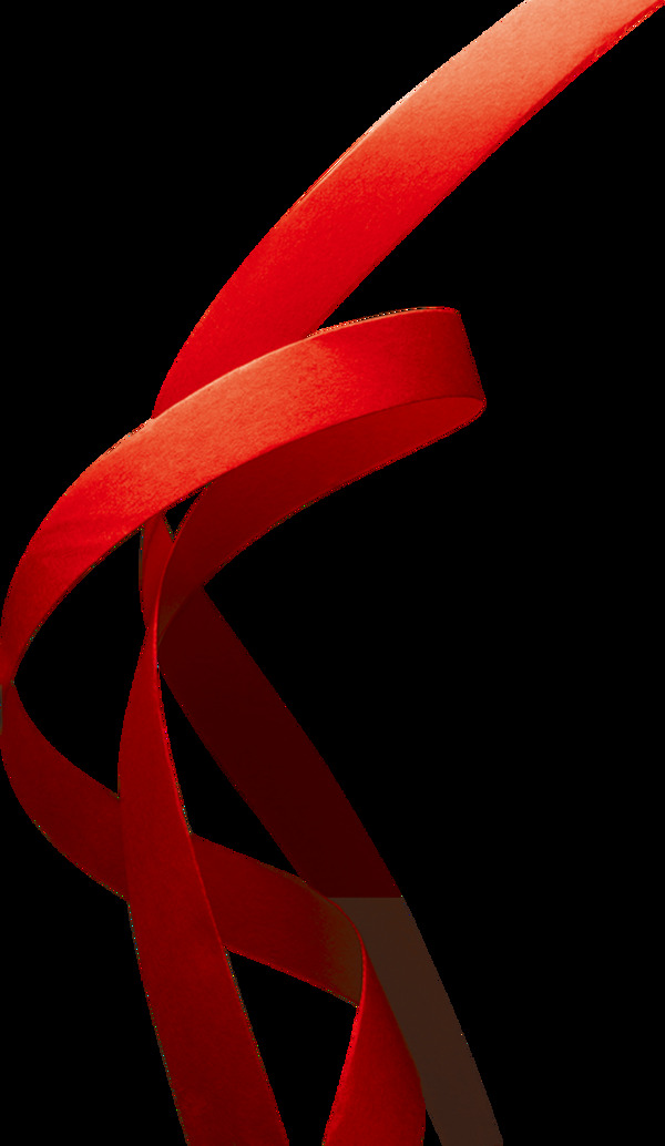 红色飘带礼带弯曲png元素