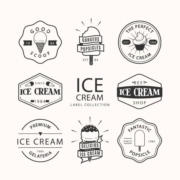 平面冰淇淋徽章