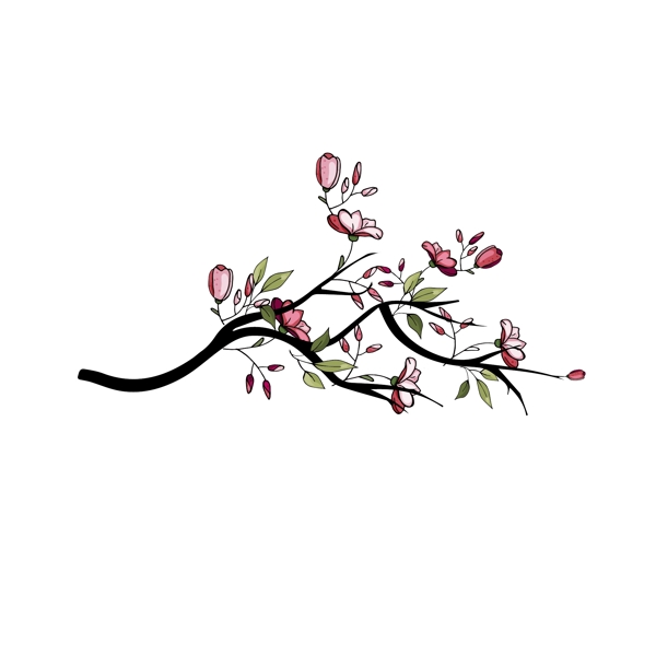 手绘中国风植物桃花