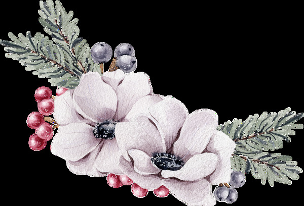粉白花束透明装饰素材