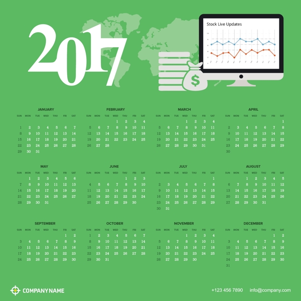 绿色的日历2017