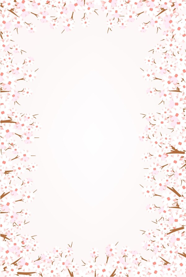 樱花节简约唯美樱花边框海报背景