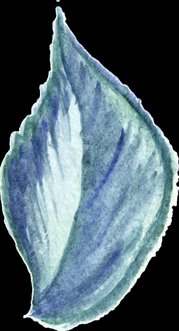 青蓝花叶透明装饰素材