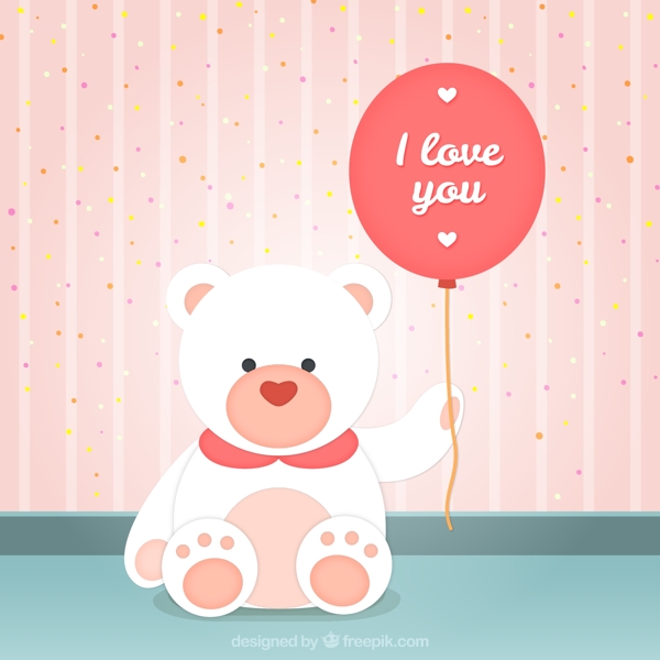 可爱白熊和爱心气球矢量图