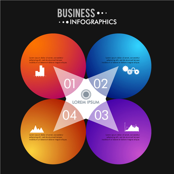 丰富多彩的业务信息图四圆形的形状