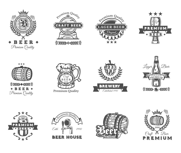 复古啤酒标志徽章贴纸商标