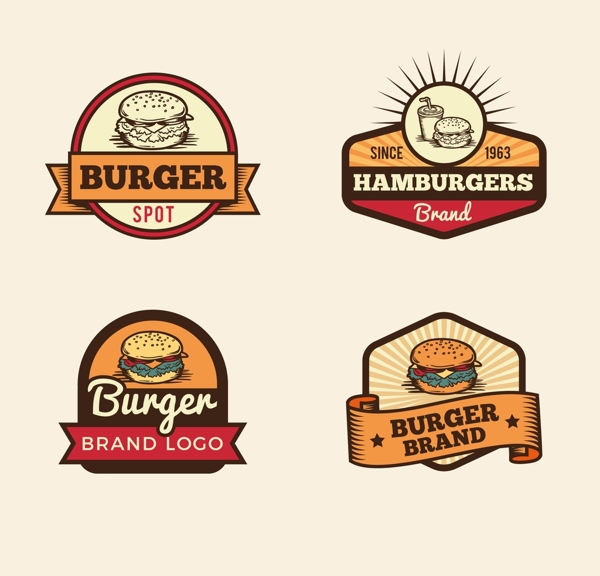 复古欧美汉堡快餐logo设计