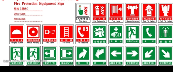 消防器材指示安全标志矢量图图片
